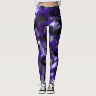 Leggings Resumen púrpura, gris, negro y azul