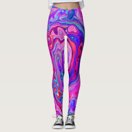 Leggings Resumen retro púrpura y Naranja Groovy Swirl