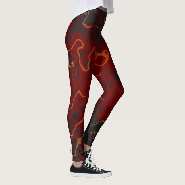 Leggings Resumen rojo, gris y naranja (Derecha)