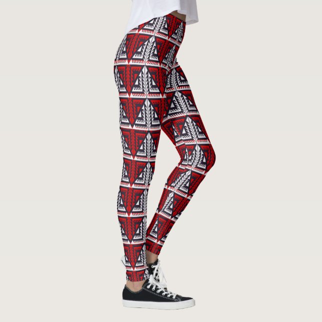 Leggings Resumen Rojo Y Negro (Derecha)