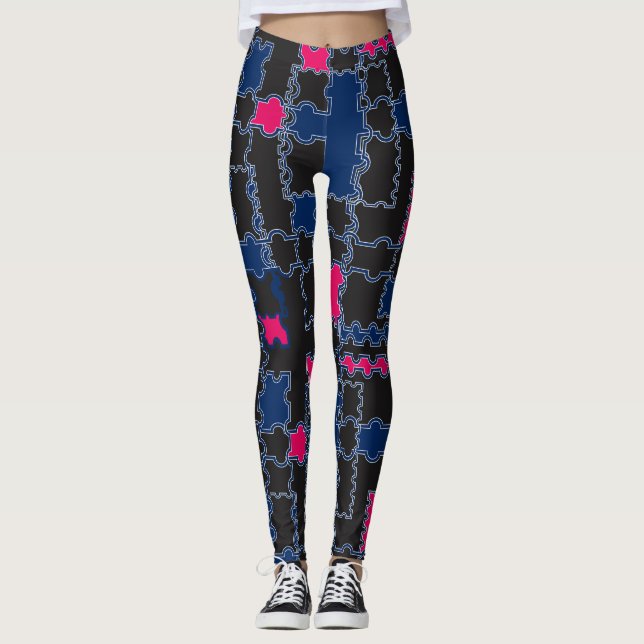 Leggings Resumen rompecabezas elementos elementos de mosaic (Anverso)
