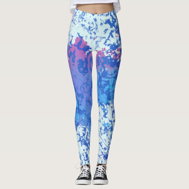 Leggings Resumen rosa azul y blanco (Anverso)