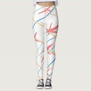 Leggings Resumen rosa de coral de color amarillo azul paste