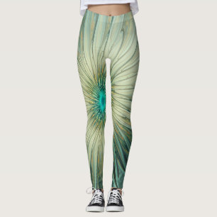 Leggings Resumen Sage Green Fantasy Flower Fractal Art