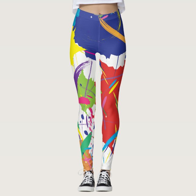Leggings Resumen Splatter Paint Vector Digital Art Guay (Anverso)