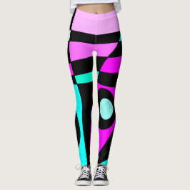 Leggings Resumen Surfing Turquoise Hot Pink Yellow Black