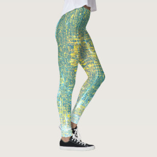 Leggings Resumen Textura de arte amarillo pálido azul turqu