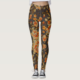 Leggings Resumen Textura de la línea del lápiz floral