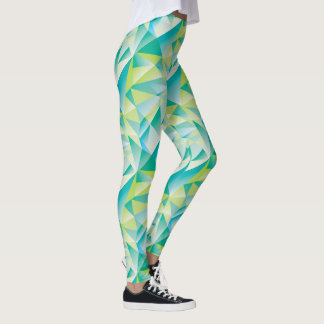 Leggings Resumen Triángulo Mint Blue Aqua Patrón amarillo