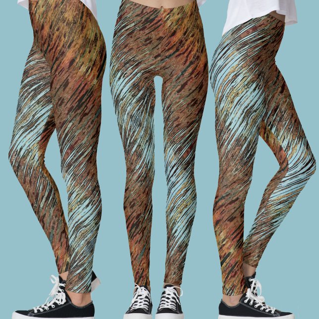 Leggings Resumen tribal de azul y Naranja de agua salvaje (Subido por el creador)