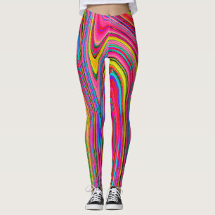 Leggings Resumen trippy amarillo, rojo y azul de arte groov