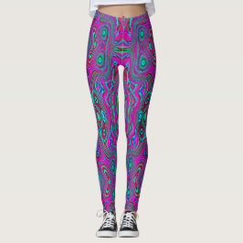 Leggings Resumen trippy retro magenta, azul y verde