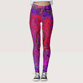 Leggings Resumen trippy rojo y púrpura Retro líquido girato
