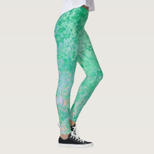 Leggings Resumen verde del mar brillante, tinta de primaver