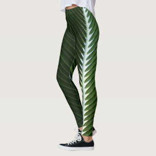 Leggings Resumen verde tropical de palmeras que se abruman