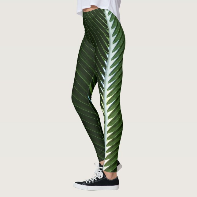 Leggings Resumen verde tropical de palmeras que se abruman (Izquierda)