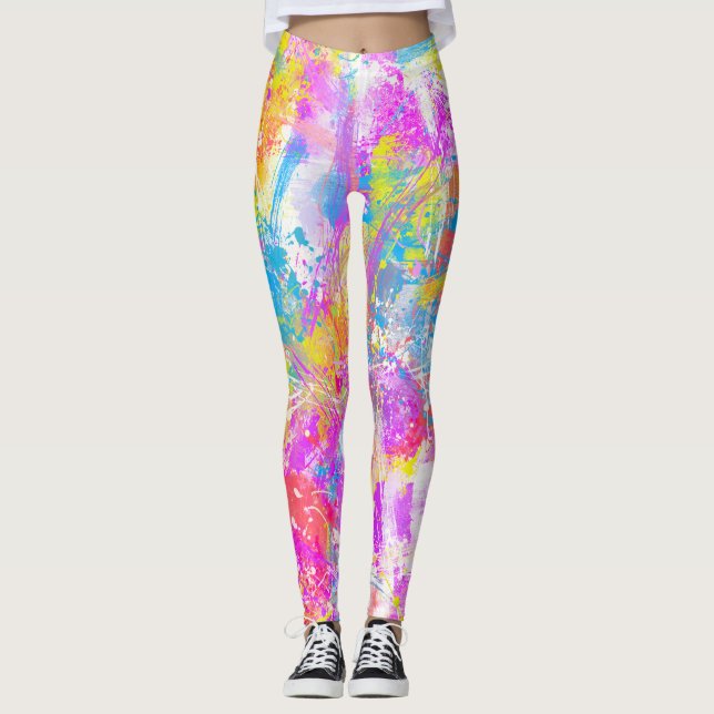 Leggings Resumen Vibrante Pintura Colorida (Anverso)