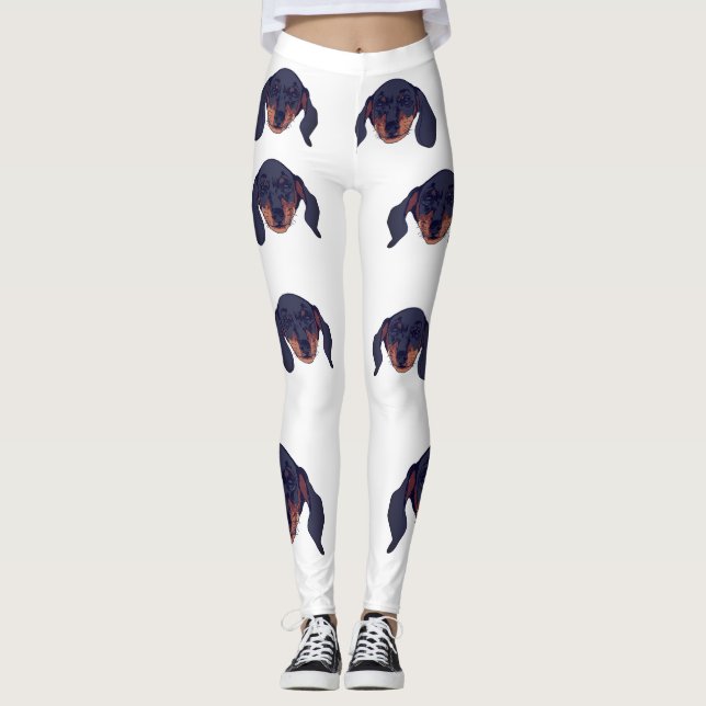 Leggings Retrato de Cute Dachshund (Anverso)