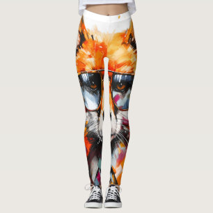 Leggings Retrato de gafas de sol de zorro animal abstracto 