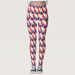 Leggings Retrato de gato - Naranja de arte gráfico audaz y 