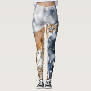 Leggings Retrato de vida silvestre de las montañas Cougar W