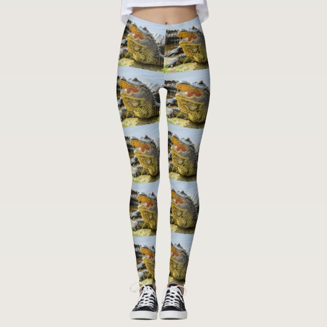 Leggings Retrato del cocodrilo. Cara a cara (Anverso)