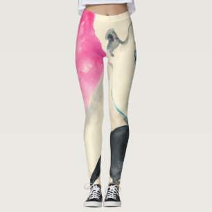 Leggings Retrato femenino: Ilustracion acuarela