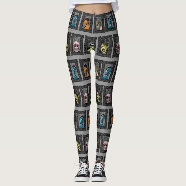 Leggings Retratos de monstruos Ilustraciones espeluznantes  (Anverso)