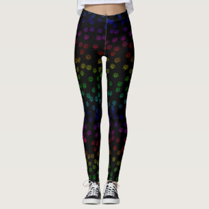 Leggings Retro 70 Impresión pastel de arcoiris sobre negro