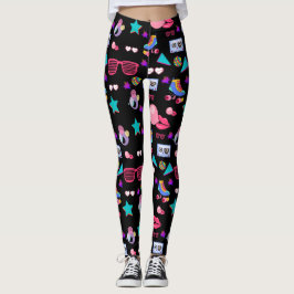 Leggings Retro black 80s Costume Vibrant culture pop