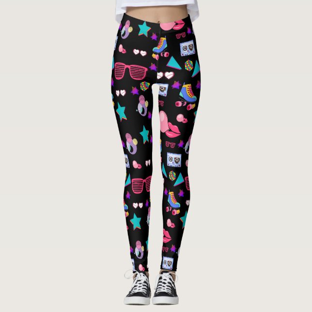 Leggings Retro black 80s Costume Vibrant culture pop (Anverso)