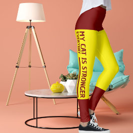 Leggings Retro de gato de franjas amarillas brillantes roja