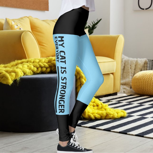 Leggings Retro de gato de franjas azules de bebé negro pers (Subido por el creador)