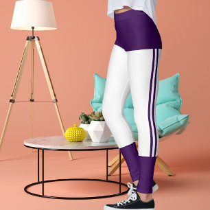 Leggings Retro de gato morado de franjas blancas oscuras pe