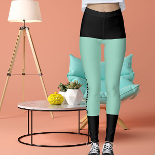 Leggings Retro de gato Verde azulado de franjas de luz negr