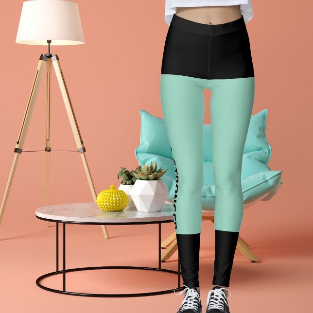 Leggings Retro de gato Verde azulado de franjas de luz negr (Subido por el creador)