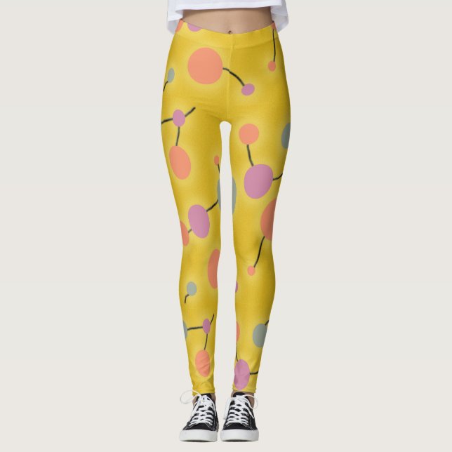 Leggings Retro de juguete Moléculas grandes Universo Amaril (Anverso)