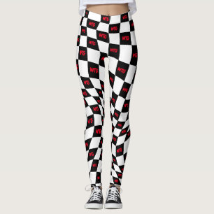 Leggings retro de pista de carreras rojo y blanco