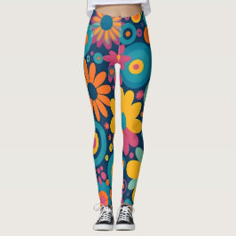 Leggings Retro Floral Burst