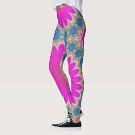 Leggings Retro Floral Mandala Poder de flores psicodélicas