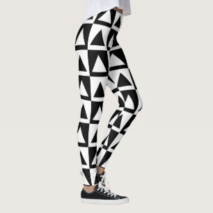 Leggings Retro geométrico del triángulo blanco y negro