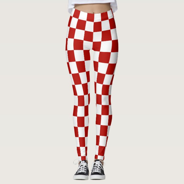 Leggings Retro geométrico rojo cuadrado (Anverso)