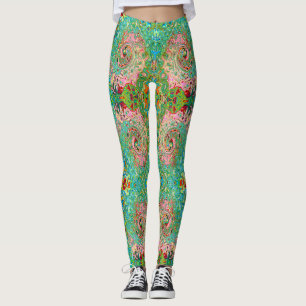 Leggings Retro Groovy Abstracto Colorido Remolino de Arcoír