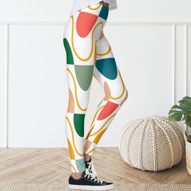 Leggings Retro Groovy Naranja Geométrico Divertido Leggenci (Subido por el creador)