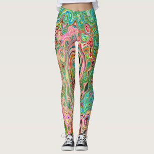 Leggings Retro Groovy Resumen De La Colorida Piscina Arcoir