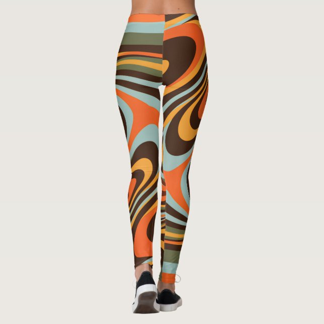 Leggings Retro Groovy Swirl Pattern 70s Psychedelic Vortex (Reverso)