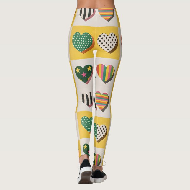 Leggings Retro Heart Grid (Reverso)