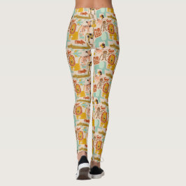 Leggings Retro Jungle Animals Cute Patterado