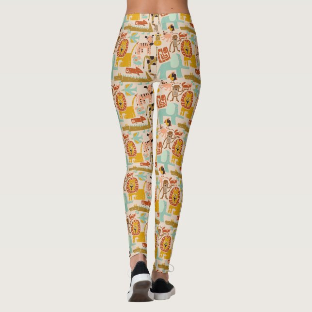 Leggings Retro Jungle Animals Cute Patterado (Reverso)