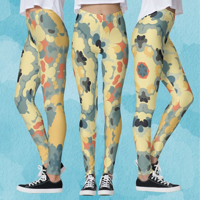 Leggings Retro Mandala azul amarillo y rojo (Subido por el creador)